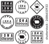 Iowa Cedar Rapids Round Seal Map Design