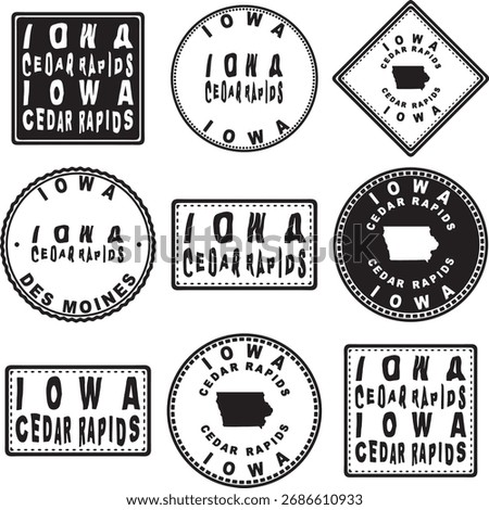Iowa Cedar Rapids Round Seal Map Design