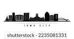 Iowa City skyline horizontal banner. Black and white silhouette of Iowa City. Vector template for your design. 