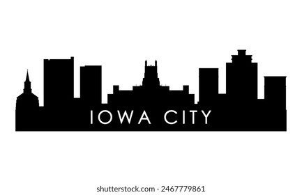 Silueta del horizonte de Iowa City. Diseño de la ciudad de Iowa negro aislado sobre fondo blanco. 