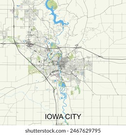 Iowa City, Iowa, United States map poster art