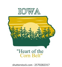 Iowa Cornfield Retro Design Perfect for Print, Apparel, Sticker, etc