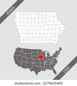 iowa county map gray background