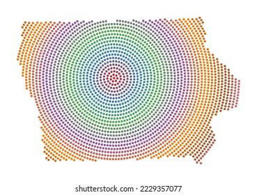 Iowa dotted map. Digital style shape of Iowa. Tech icon of the us state with gradiented dots. Creative vector illustration.