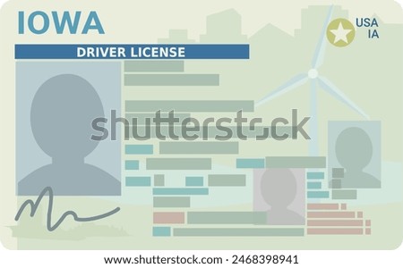 Iowa driver's license (flat design,cut out)