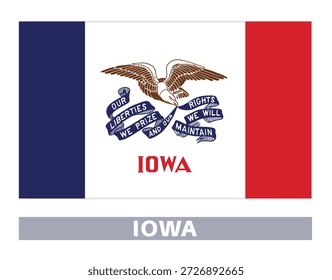Bandera de Iowa. Banderas del Estado americano en colores y proporciones oficiales