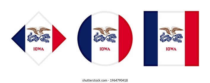 iowa flag icon set isolated on white background
