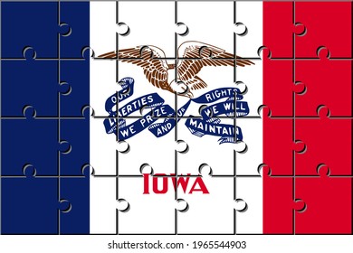 iowa flag made with jigsaw puzzle pieces. proportion 2:3