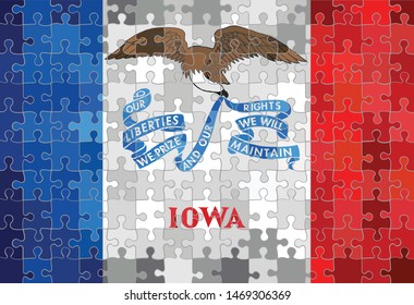 Iowa flag made of puzzle background - Illustration