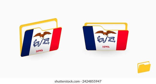 Iowa flag on two type of folder icon. Vector illustration.