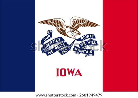Iowa flag. Iowa USA flag vector. Iowa flag on standard color, no background