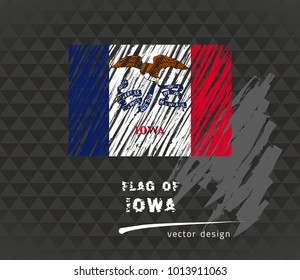 Iowa flag, vector sketch hand drawn illustration on dark grunge background