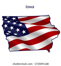 Iowa full of American flag waving in the wind