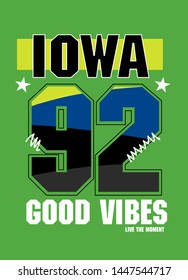 iowa good vibes,t-shirt design fashion vector