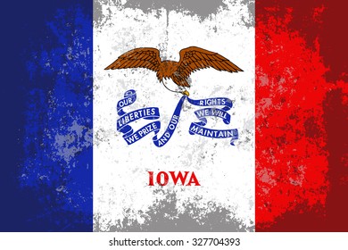 Iowa grunge, old, scratched style state flag