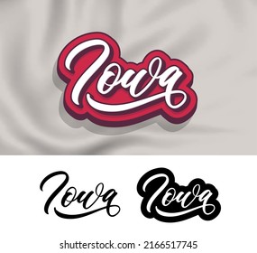 Iowa hand lettering design. Modern calligraphy. Vector illustration. Iowa text vector. Trendy typography design.