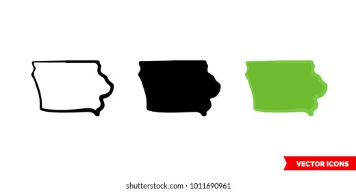 Iowa icon of 3 types: color, black and white, outline. Isolated vector sign symbol.