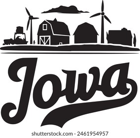 Iowa Landscape Silhouette Vector Illustration