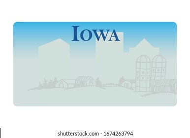 Iowa license plate. Vector object on white background 