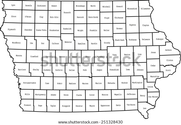 Iowa Map Stock Vector (Royalty Free) 251328430