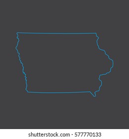 Iowa map blue outline stroke line style