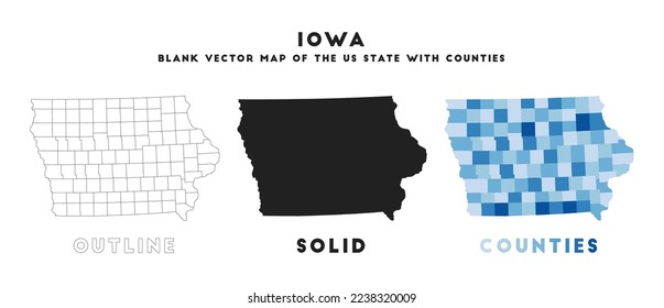 Iowa map. Borders of Iowa for your infographic. Vector US state shape. Vector illustration.