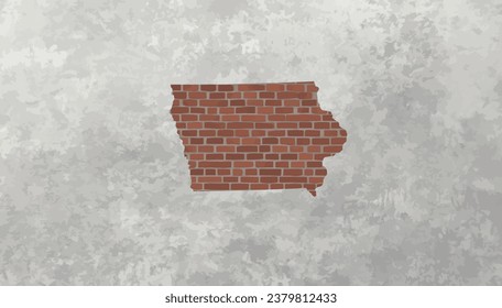 Iowa map bricks effect industrial texture wallpaper background