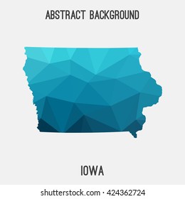 Iowa map in geometric polygonal style.Abstract tessellation,modern design background. Vector illustration EPS8
