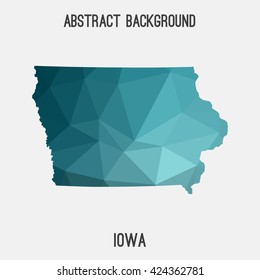 Iowa map in geometric polygonal style.Abstract tessellation,modern design background. Vector illustration EPS8