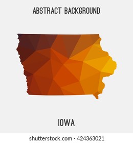 Iowa map in geometric polygonal style.Abstract tessellation,modern design background. Vector illustration EPS8