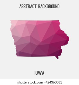 Iowa map in geometric polygonal style.Abstract tessellation,modern design background. Vector illustration EPS8