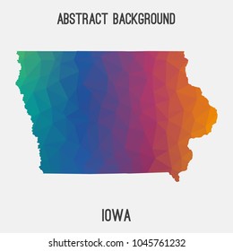 Iowa map in geometric polygonal,mosaic style.Abstract tessellation,modern design background,low poly. Geometric cover, mockup. Vector illustration.