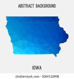 Iowa map in geometric polygonal,mosaic style.Abstract tessellation,modern design background,low poly. Geometric cover, mockup. Vector illustration.