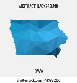Iowa map in geometric polygonal,mosaic style.Abstract tessellation,modern design background. Vector illustration EPS8