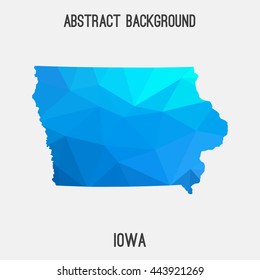 Iowa map in geometric polygonal,mosaic style.Abstract tessellation,modern design background. Vector illustration EPS8
