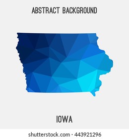 Iowa map in geometric polygonal,mosaic style.Abstract tessellation,modern design background. Vector illustration EPS8