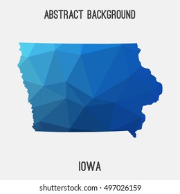 Iowa map in geometric polygonal,mosaic style.Abstract tessellation,modern design background,low poly. Vector illustration.