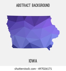 Iowa map in geometric polygonal,mosaic style.Abstract tessellation,modern design background,low poly. Vector illustration.