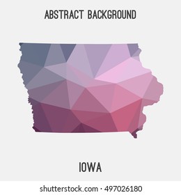 Iowa map in geometric polygonal,mosaic style.Abstract tessellation,modern design background,low poly. Vector illustration.