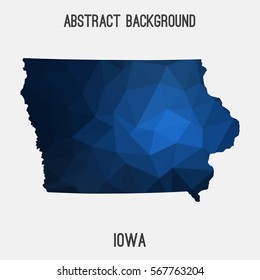 Iowa map in geometric polygonal,mosaic style.Abstract tessellation,modern design background. Vector illustration EPS8