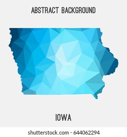 Iowa map in geometric polygonal,mosaic style.Abstract tessellation,modern design background,low poly. Vector illustration.