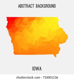 Iowa map in geometric polygonal,mosaic style.Abstract tessellation,modern design background,low poly. Vector illustration.