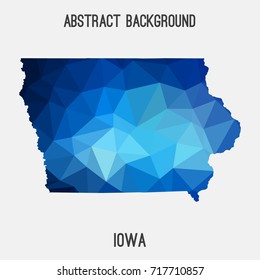 Iowa map in geometric polygonal,mosaic style.Abstract tessellation,modern design background,low poly. Vector illustration.