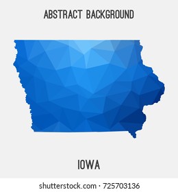 Iowa map in geometric polygonal,mosaic style.Abstract tessellation,modern design background,low poly. Vector illustration.