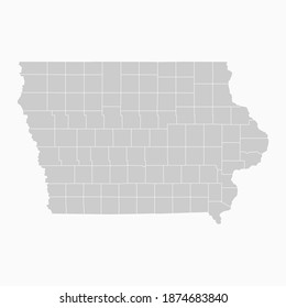 Iowa Map Gray Color. Geographic Isolated Gray Vector Country Border Map Of Iowa. Vector Illustration