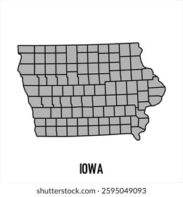Iowa map in grey style isolated on white background. Vector illustration.	