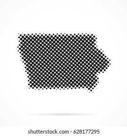 Iowa map in halftone. Dotted illustration isolated on a white background.
Vector illustration.