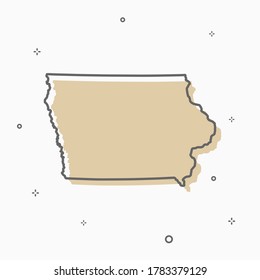 Iowa map icon Memphis style state map thin line style.  infographic icon map with small thin line geometric figures.  Vector illustration linear modern concept