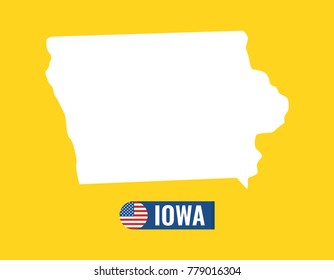 Iowa map isolated on color background silhouette. Iowa USA state. American flag. Vector illustration.