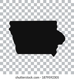 Iowa map isolated on transparent background. Black map for your design. Vector illustration, easy to edit.